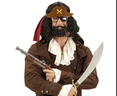 Kahve Renk Şapkalı Siyah Sakallı Lu Jack Sparrow Denizci Korsan Gözlüğü 24x25 Cm - 3