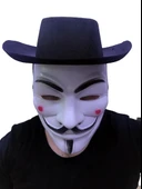 Siyah Renkli Delikli Çocuk Boy Vendetta Şapkası Ve Vendetta Maskesi - 2