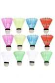 admay 12 Adet Plastik Badminton Topu Renkli - 1