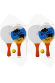 admay Beach Ball Tahta Raket Iki Adet Raket Bir Adet Top - 2