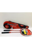 deniz sport Çantalı Çiftli Badminton 2 Adet Raket + Badminton Topu + Çantası Set Halinde - 1
