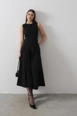Kolsuz Uzun Elbise - Siyah - 3