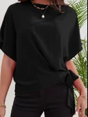 Kadın Kısa Kollu Bisiklet Yaka Yandan Bağlamalı Aerobin Bluz thumbnail 1