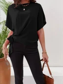 Kadın Kısa Kollu Bisiklet Yaka Yandan Bağlamalı Aerobin Bluz thumbnail 4