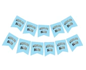 Hoşgeldin Oğlum Yazılı Mavi Üzeri Gümüş Yeni Doğan Bebek Doğum Süsü Afiş Bayrak Flama 2.2 Metre - 1