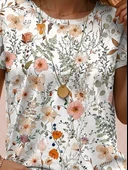 Kadın Kısa Kollu Bisiklet Yaka çiçek Desenli Viskon Bluz thumbnail 2
