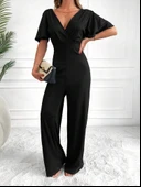 Kadın Kısa Kollu Kruvaze Yaka Sırt Dekolteli Pegasus Kumaş Tulum thumbnail 7