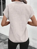 Kadın Kısa Kollu Hakim Yaka Sofya Bluz thumbnail 5