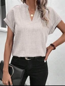 Kadın Kısa Kollu Hakim Yaka Sofya Bluz thumbnail 1