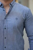 Erkek çizgili Uzun Kollu Gömlek thumbnail 3