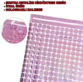 Ekstra Metalize Rose Gold Renk Disko Dikdörtgen Kesim Kapı Perdesi Dekorasyon 1x2 Metre - 5