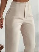 Kadın Yüksek Bel önden Fermuarlı Ithal Krep Pantolon thumbnail 2