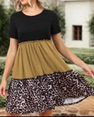 Kadın Leopar Detay üç Parça Viskon Elbise thumbnail 1