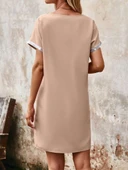 Kadın Yaka Ve Kol Pul Payet şeritli Ithal Krep Elbise thumbnail 5