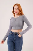 Ters Dikişli Basic Antrasit Body Bluz thumbnail 3