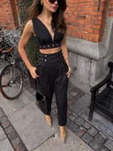 Kadın Double Krep Kumaş Düğme Aksesuar Detaylı Takım thumbnail 2