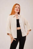 Kol Katlama Detaylı Bej Gömlek thumbnail 3