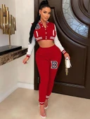 Kadın Uzun Kollu Hakim Yaka önden Düğmeli Ceket Pantolon şardonlu Iki Iplik Ikili Takım thumbnail 1