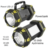 F-262 Yeni Güçlü Çift Taraflı Taşınabilir Spot Ve Işıldak Usb Powerbank Şarjlı Fener - 1