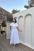 Beyaz Nakışlı İşlemeli Elbise - 2