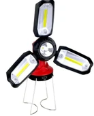 P-8801 Şarjlı Katlanabilir 3xcob Led+ 3w Led Çok Fonksiyonlu Kamp Feneri thumbnail 2