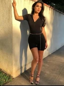Kadın Kısa Kollu önü Fermuarlı Bodycon Dalgıç Tulum - 3