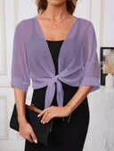 Kadın Truvakar Kollu önden Bağlamalı Kısa şifon Bolero Ceket thumbnail 1