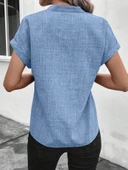 Kadın Kısa Kollu Hakim Yaka Sofya Bluz thumbnail 5