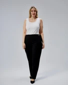 Dekorati̇f Düğmeli̇ Arka Bel Lasti̇kli̇ Büyük Beden Pantolon - 1