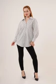 Çift Çizgi Geçişli Düğmeli Gri Gömlek thumbnail 3