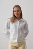 Yanları Bağlamalı Basic Gömlek - Beyaz thumbnail 4