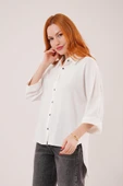 Yarasa Kol Rahat Kalıp Beyaz Gömlek thumbnail 1