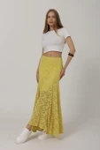Bel Lastikli Dantel Etek - Sarı thumbnail 3