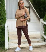 Kadın Kahve Kapşonlu Etek Ucu Detay Arma Ters Dikiş Gorunumlu Ikili Takım thumbnail 1