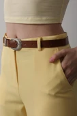 Kemerli Havuç Pantolon - Sarı thumbnail 3