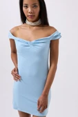 Büzgü Detay Omuz Askılı Mini Elbise thumbnail 3