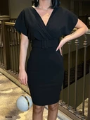 Kadın Dalgıç Krep V Yaka Ve Sırt Dekolte Detaylı Elbise thumbnail 4