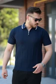 Erkek Yakalı Fermuarlı Kısa Kollu T-shirt - 1