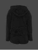 Kadın Uzun Kollu Meow Kedi Nakışlı Kapşonlu Peluş Sweat Ve Short Ikili Takım thumbnail 3
