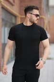 Erkek Ince çizgi Dokulu Bisiklet Yaka Kısa Kollu T-shirt thumbnail 1