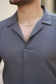 Erkek Apaj Yaka Kısa Kollu Gömlek thumbnail 3
