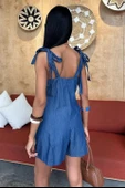 Tensel Denim Kumaşlı Mini Tulum 1363 thumbnail 4