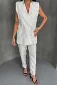 JAKAR KUMAŞ YELEK - PANTOLON TAKIM - Beyaz thumbnail 4
