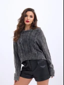43331 TRİKO SAÇ ÖRGÜ KAZAK-ANTRASİT - 5