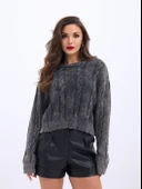 43331 TRİKO SAÇ ÖRGÜ KAZAK-ANTRASİT - 1