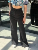 Kadın Yüksek Bel Geniş Paça Detaylı Cepli Ithal Krep Pantolon thumbnail 4