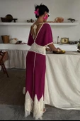 Dantel Desenli V Yaka Triko Elbise 2844 - 7