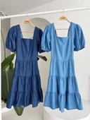 Kare Yakalı Ve Gipe Detaylı Tensel Elbise 2883 thumbnail 11