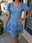 Kare Yakalı Ve Gipe Detaylı Tensel Elbise 2883 thumbnail 7