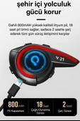Y21 Bluetooth Motosiklet Kask Kulaklığı  Renkli LED Işıklı, İnterkom Destekli, Yüksek Ses Kalites - 5